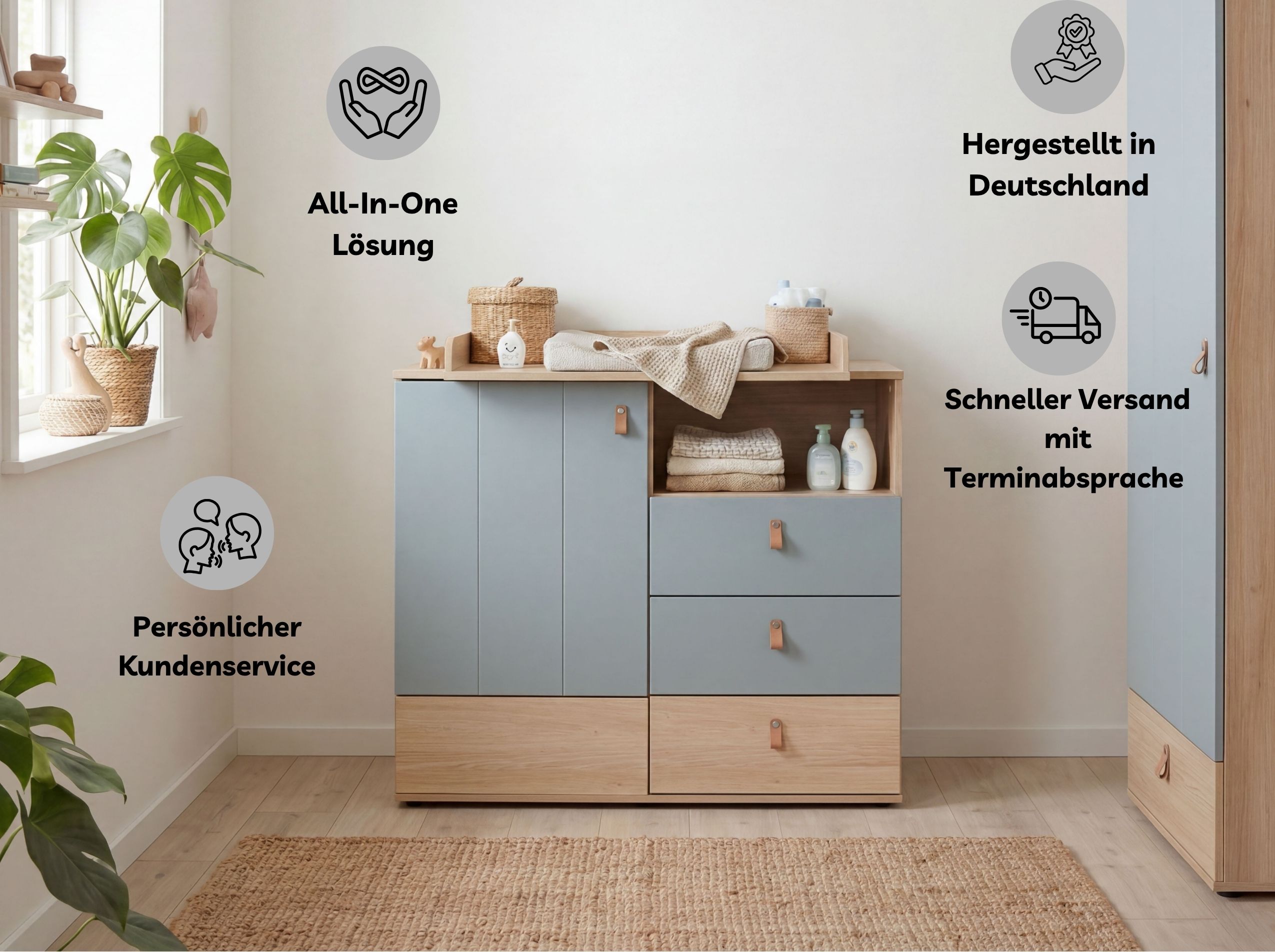 Wickelkommode mit abnehmbarem Wickelaufsatz »Roofy«