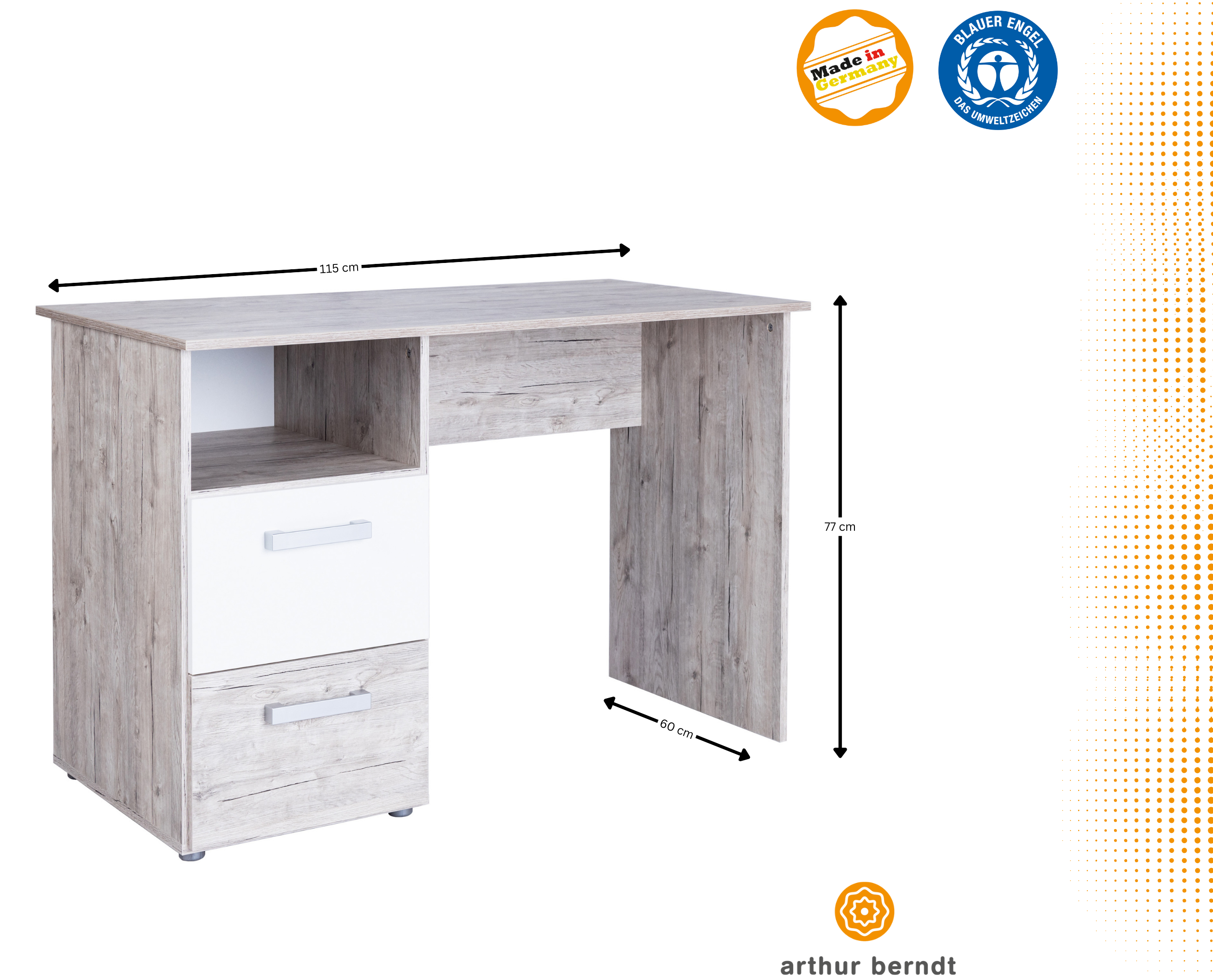 3-teiliges Jugendzimmer-Set »Bente« Eiche-Sand (Liegefläche 90 x 200 cm)