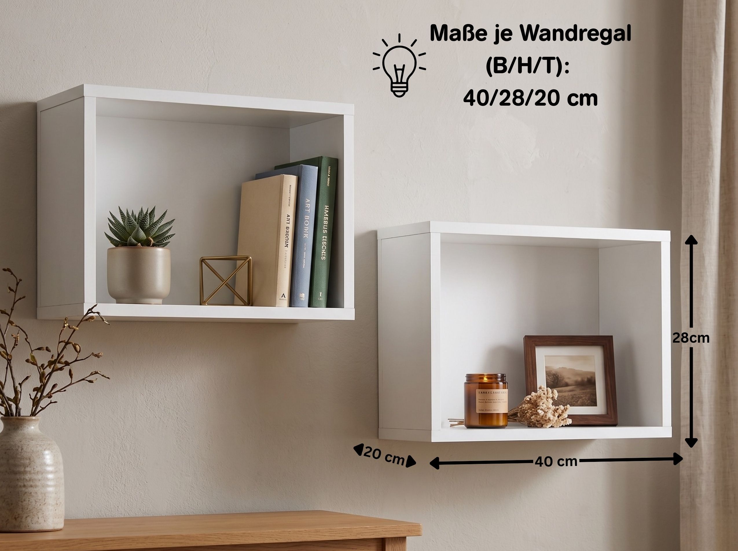 Wandregal 2er-Set MAXIM in Kreideweiß: Maße | Arthur Berndt