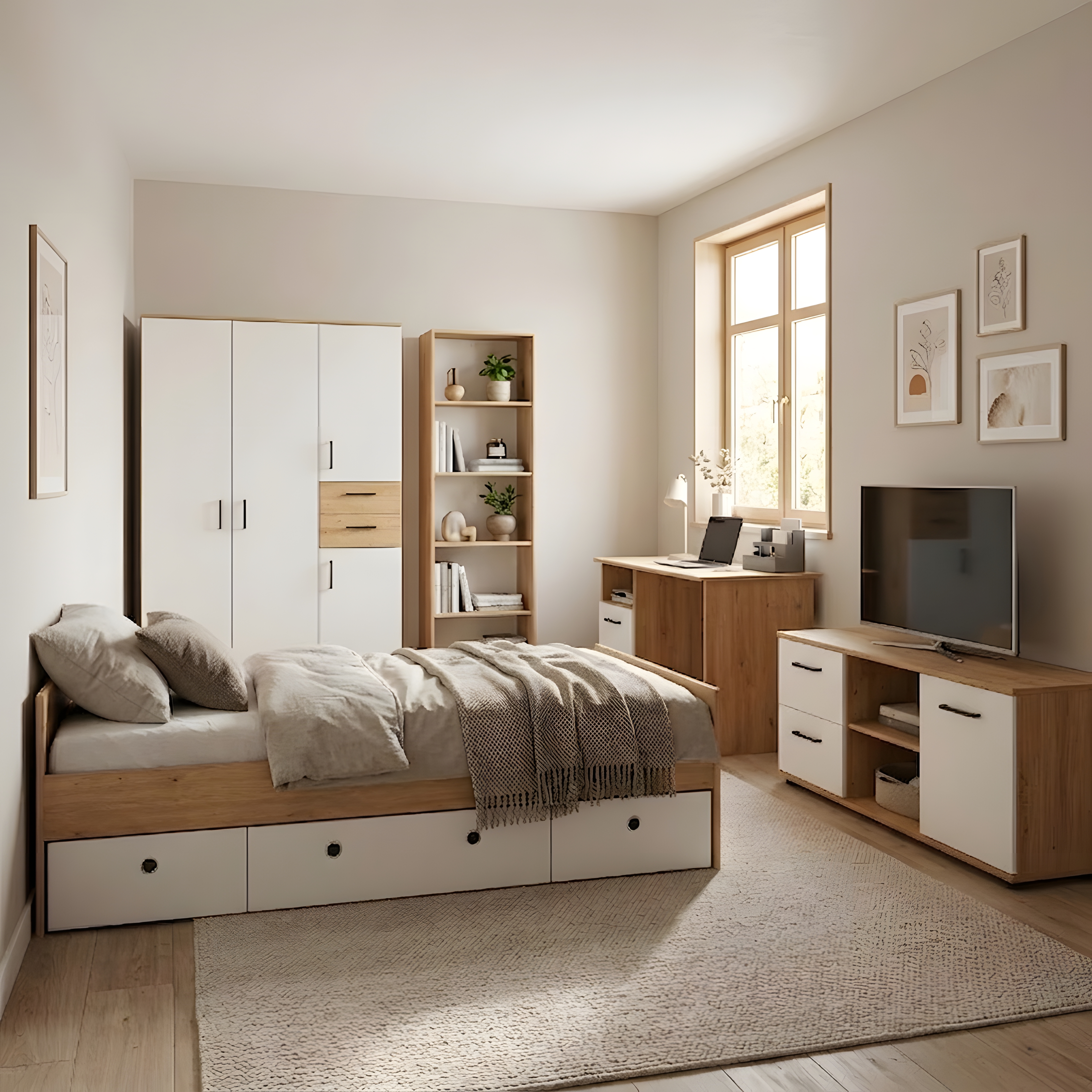 5-teiliges Jugendzimmer-Megaset »Bente« Artisan Oak (Liegefläche 120 x 200 cm)