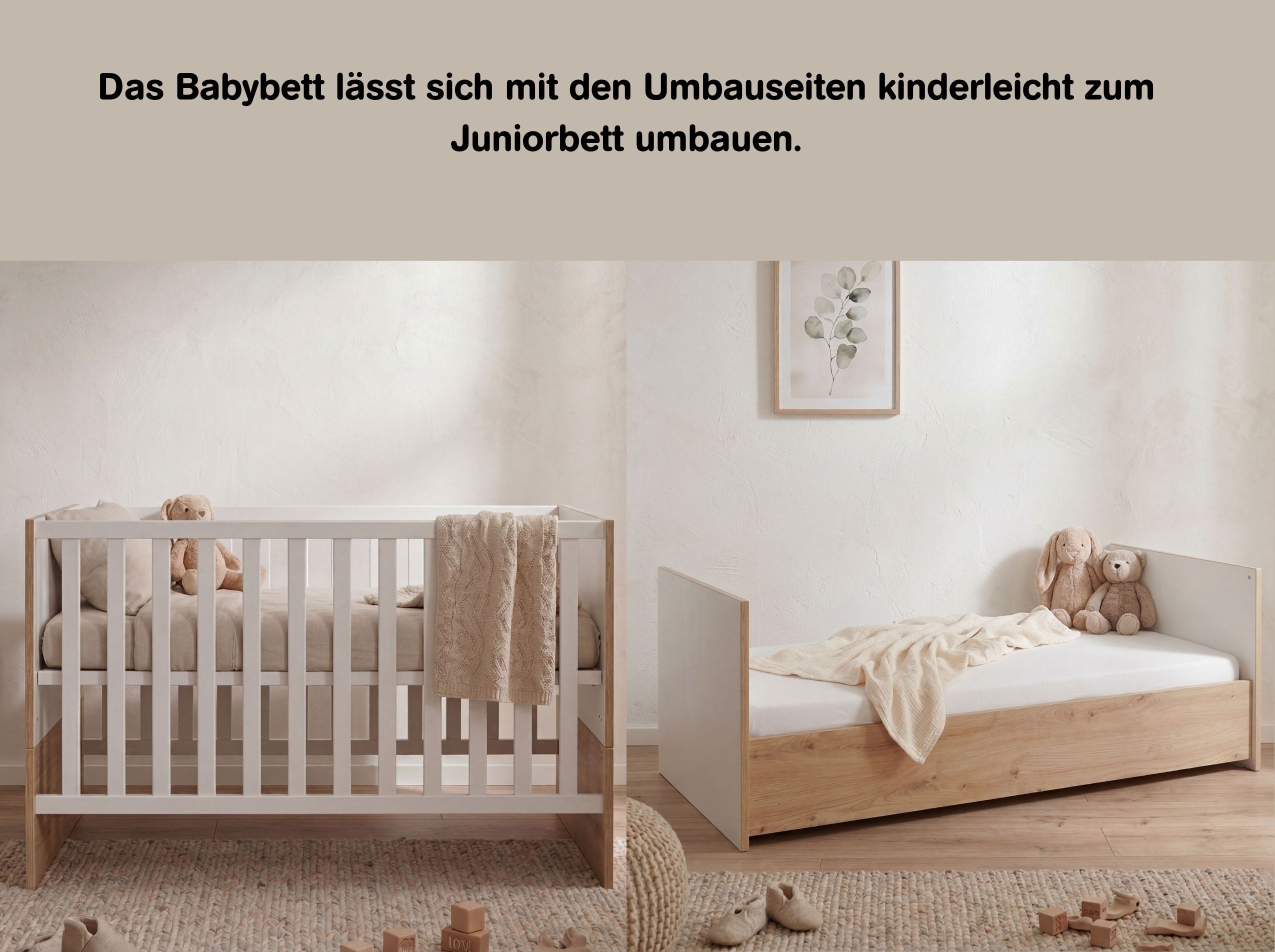 Umbauseiten für das Kinderbett 70 x 140 cm MAXIM in Artisan Oak NB: mit optionalen Umbausteiten zum Verwandlung vom Babybett zum Juniorbett möglich | Arthur Berndt