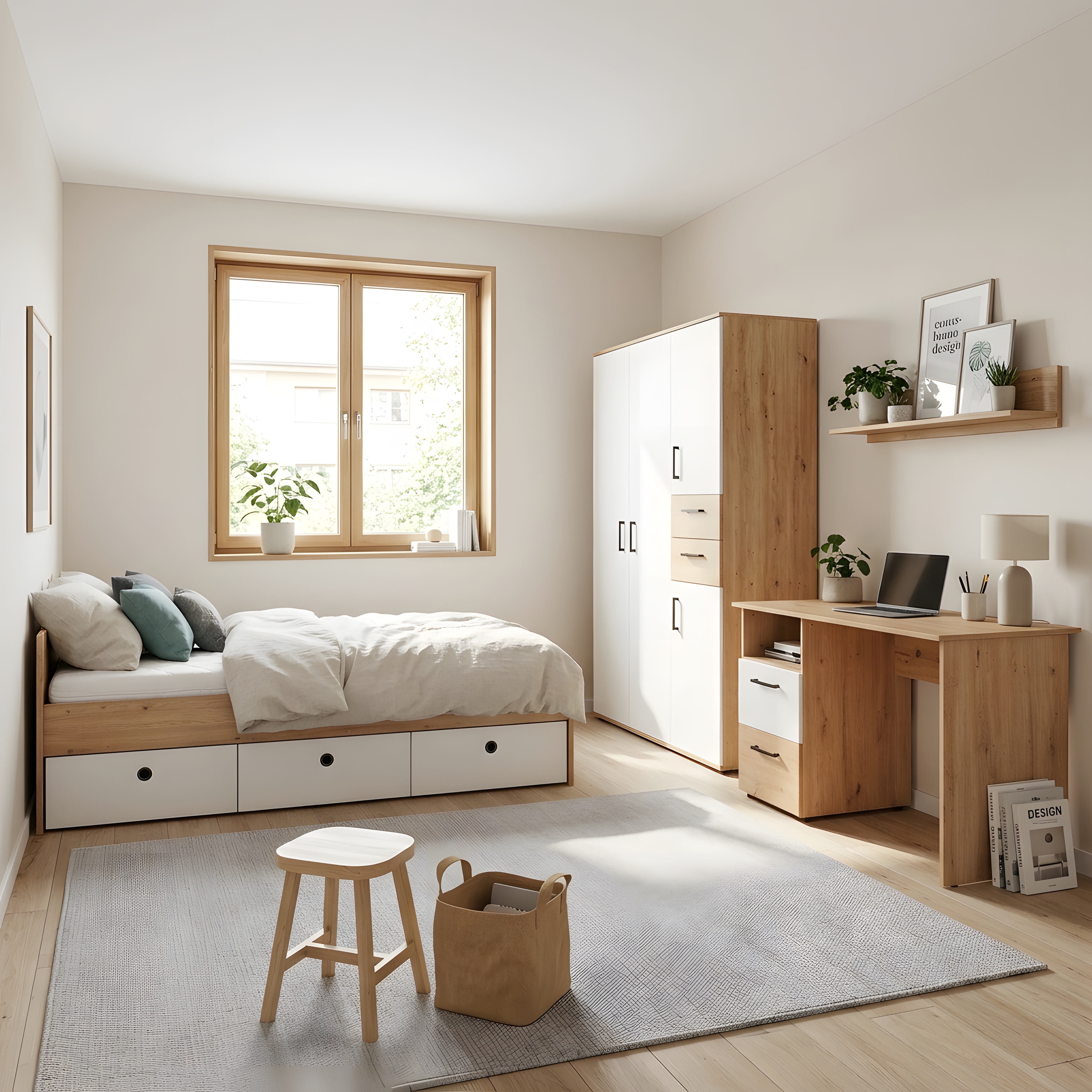 3-teiliges Jugendzimmer-Set »Bente« Artisan Oak (Liegefläche 120 x 200 cm)