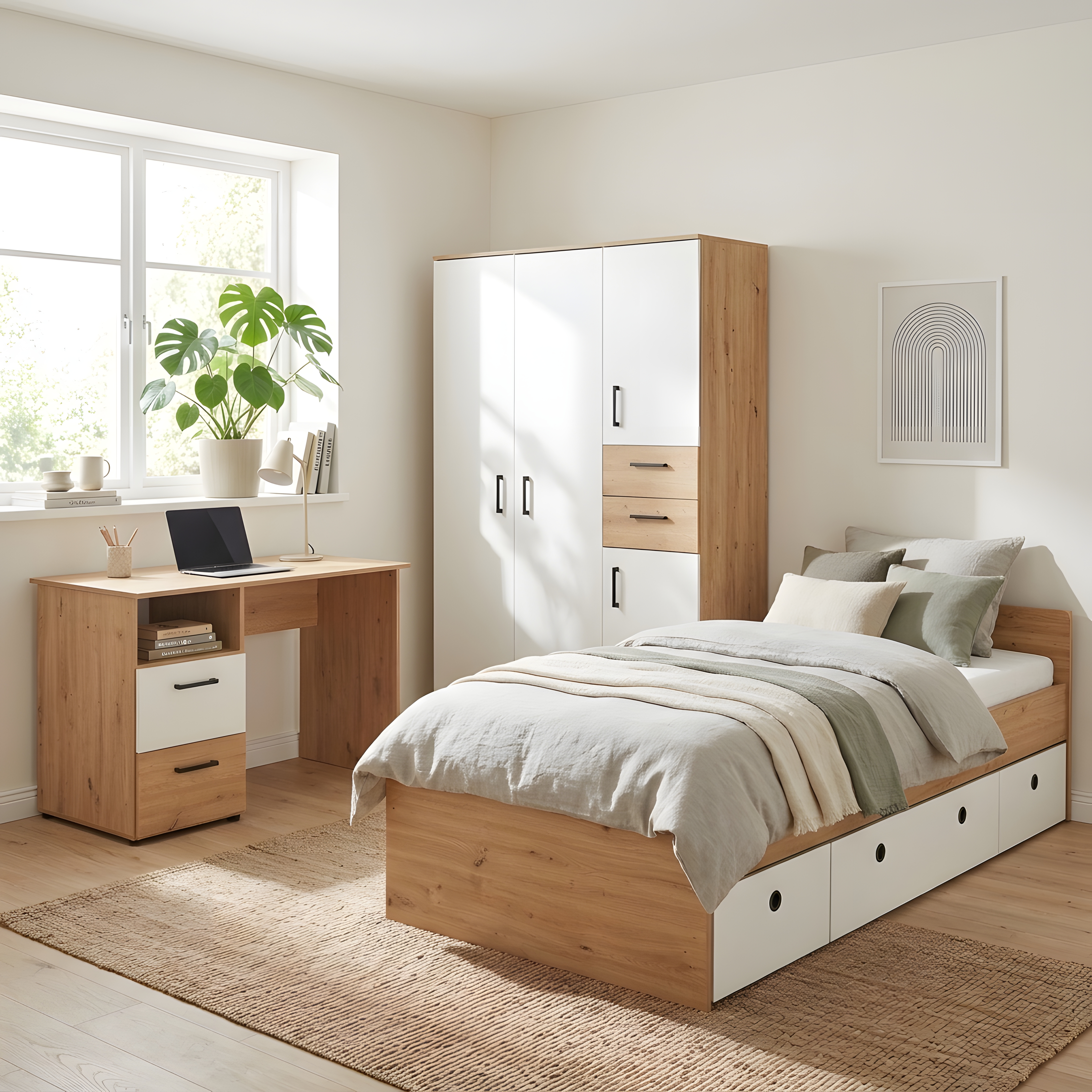 3-teiliges Jugendzimmer-Set »Bente« Artisan Oak in zwei Größen