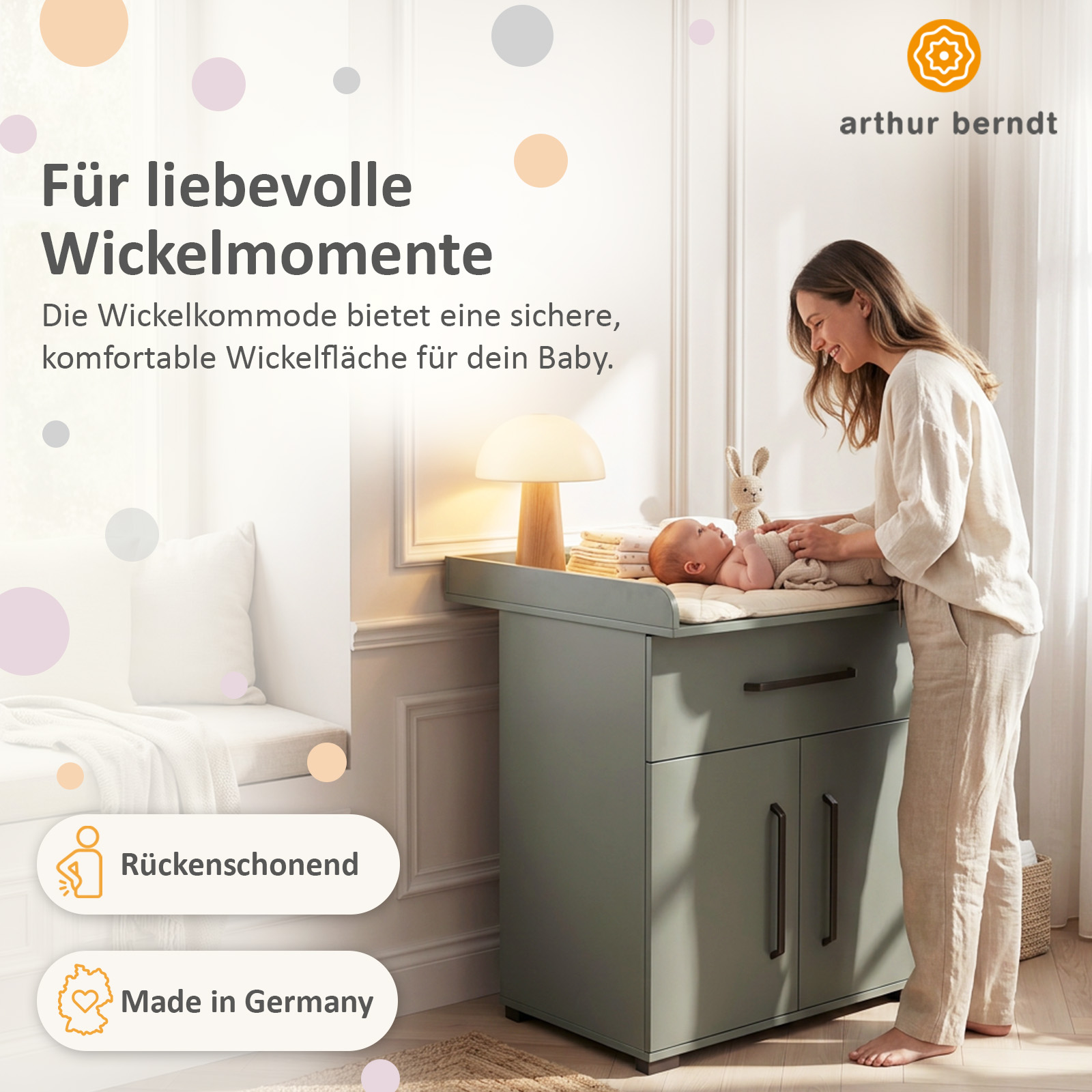 ESSENTIALS Wickelkommode - die Kleine in Schilfgrün: made in Germany | arthur berndt