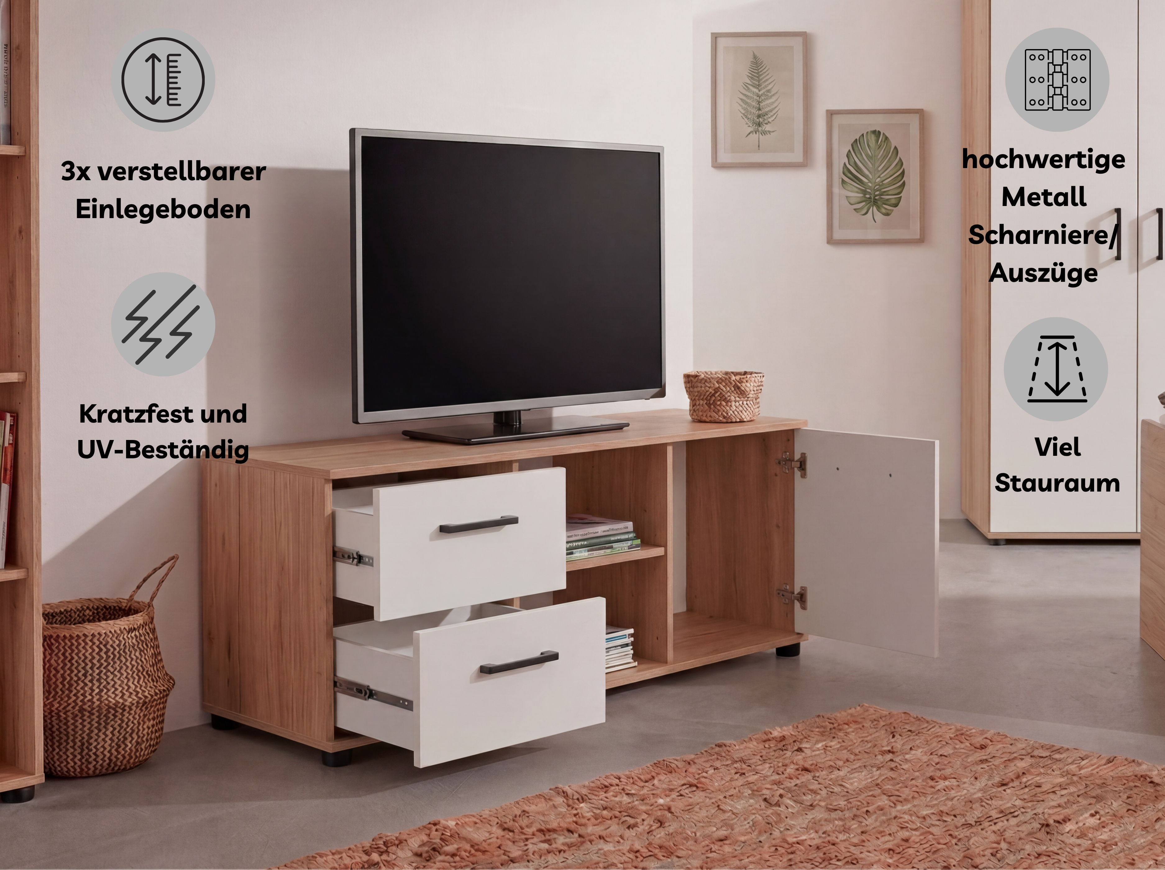 5-teiliges Jugendzimmer-Megaset »Bente« Artisan Oak (Liegefläche 90 x 200 cm)
