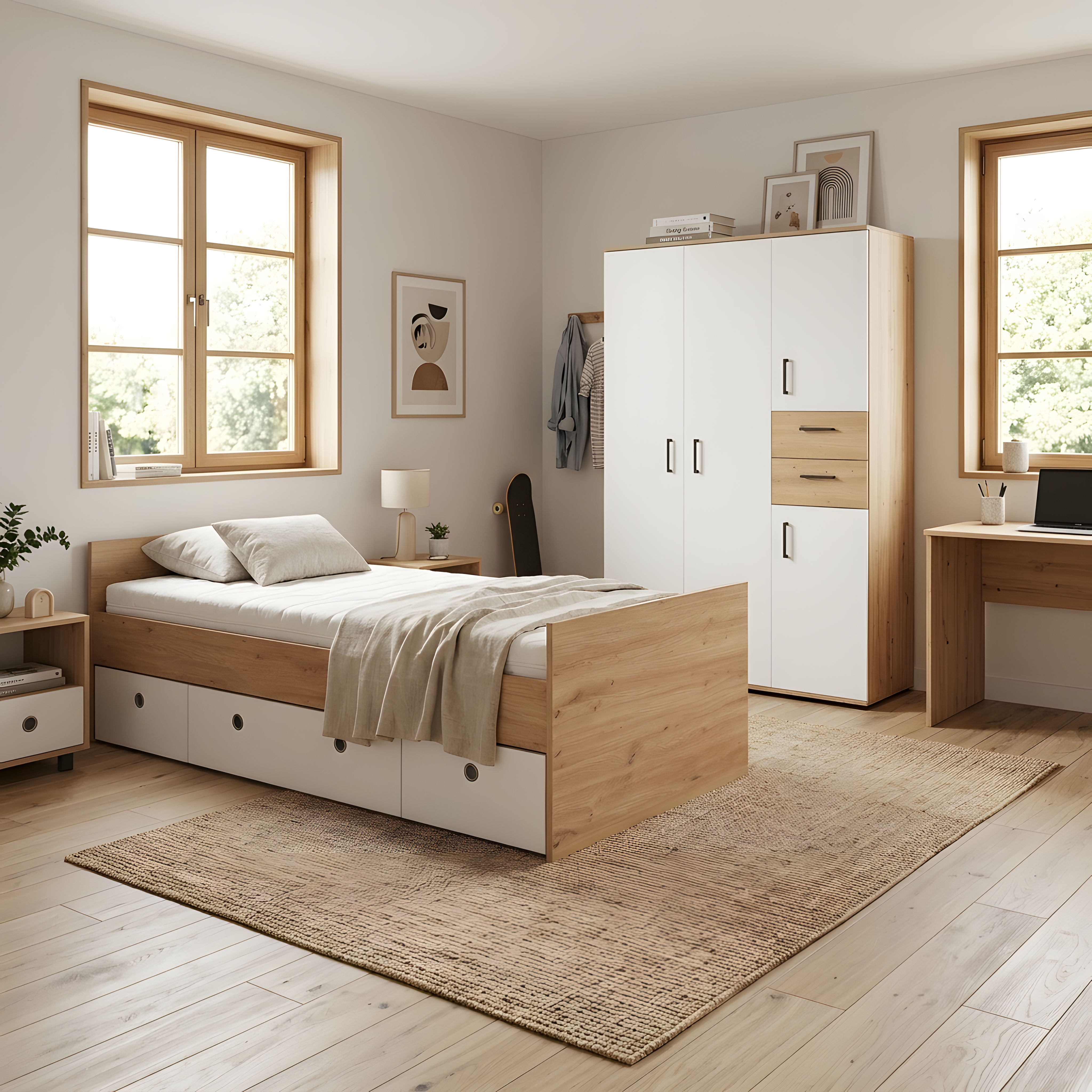 2-teiliges Jugendzimmer-Set »Bente« Artisan Oak (Liegefläche 120 x 200 cm)