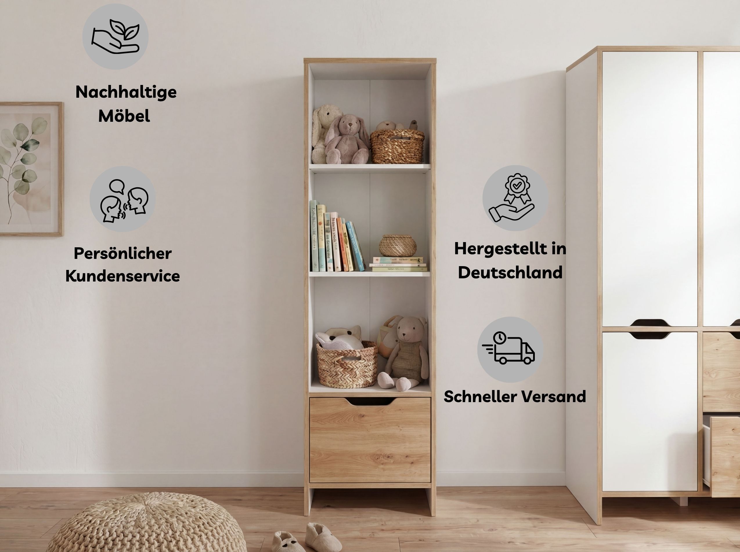 Standregal MAXIM in Kreideweiß / Artisan Oak NB: Deine Vorteile | Arthur Berndt