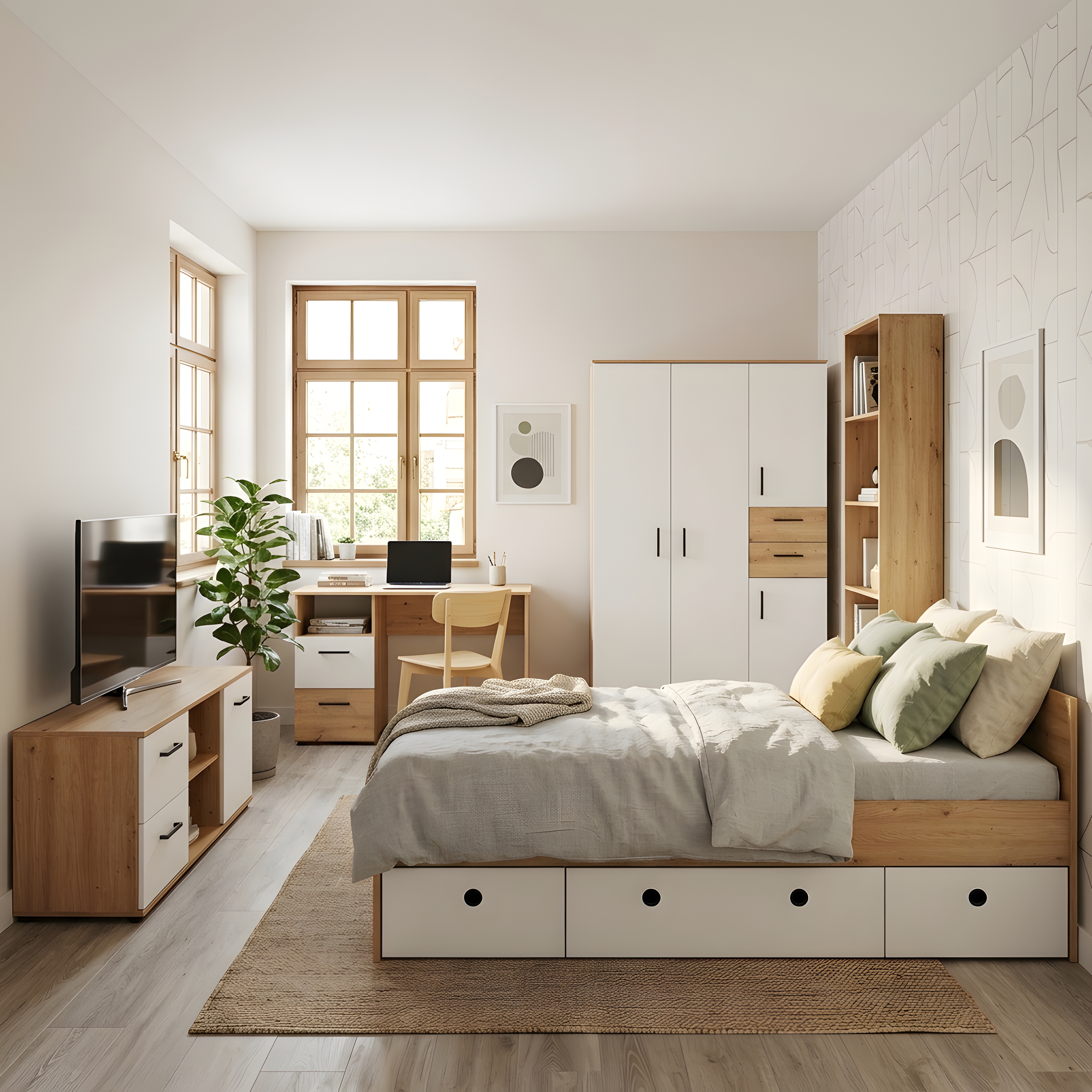 5-teiliges Jugendzimmer-Megaset »Bente« Artisan Oak in zwei Größen